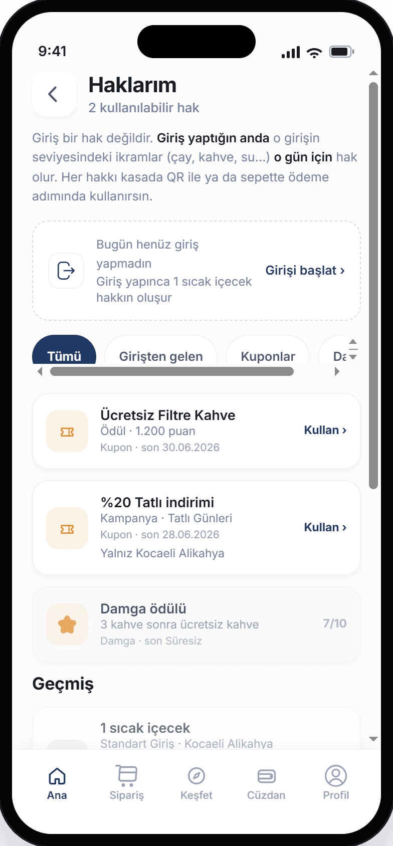 Uyanık Kütüphane uygulamasının haklarım ekranı