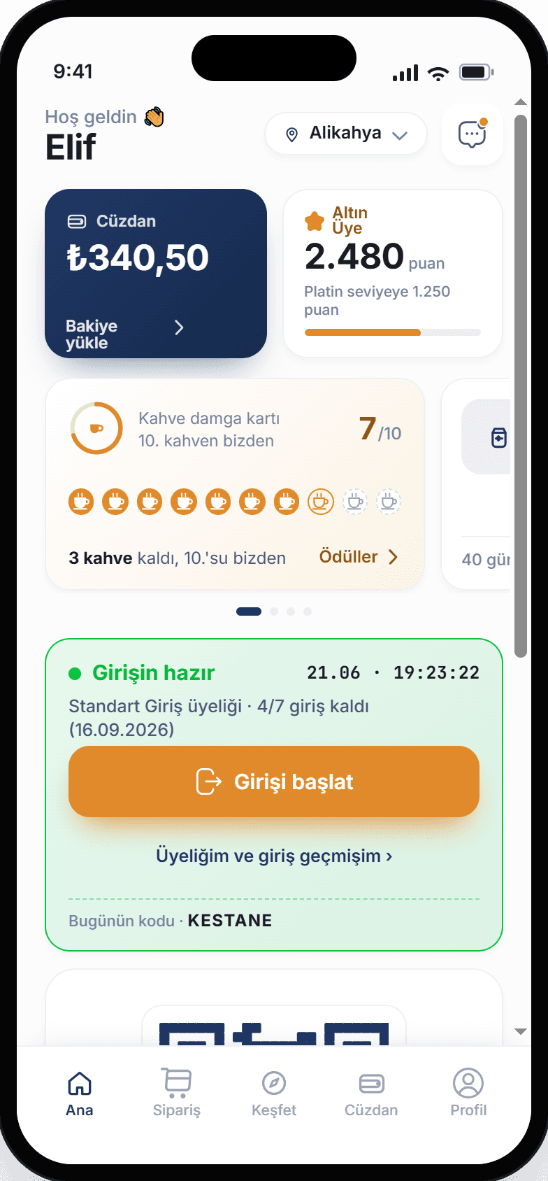 Uyanık Kütüphane mobil uygulamasının ana ekranı
